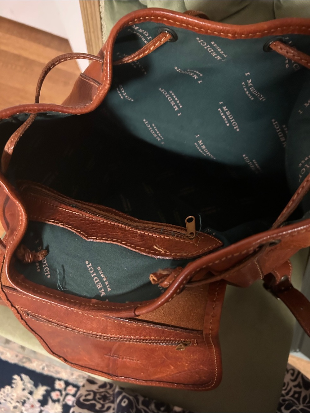 Italian Vintage Leather Backpack - Picture 4 of 11